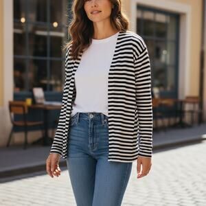 Banana Republic Black White Striped Long Sleeve Turtleneck Top XL